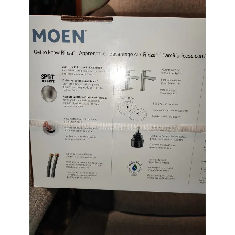 Moen Rinza Spot Resist One-Handle High Arc Bathroom Faucet - Brushed Nickel...